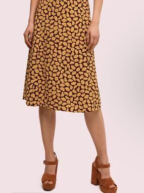 kate spade Yellow Floral Midi Skirt on Brown